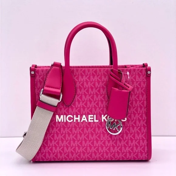 MICHAEL KORS MIRELLA SMALL SHOPPER TOTE CROSSBODY DRAGONFRUIT - Picture 4 of 12